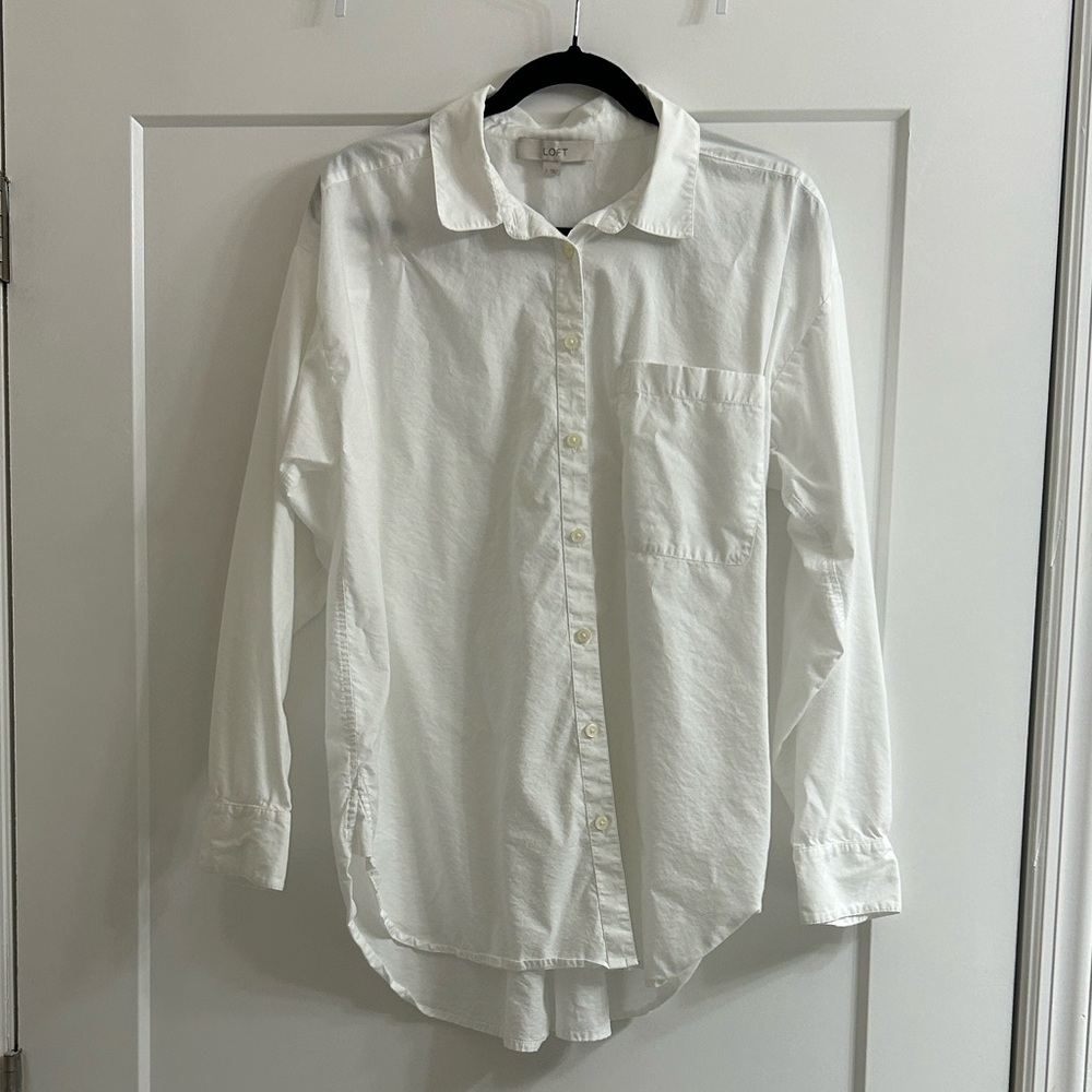 LOFT White oversized Button Down Shirt